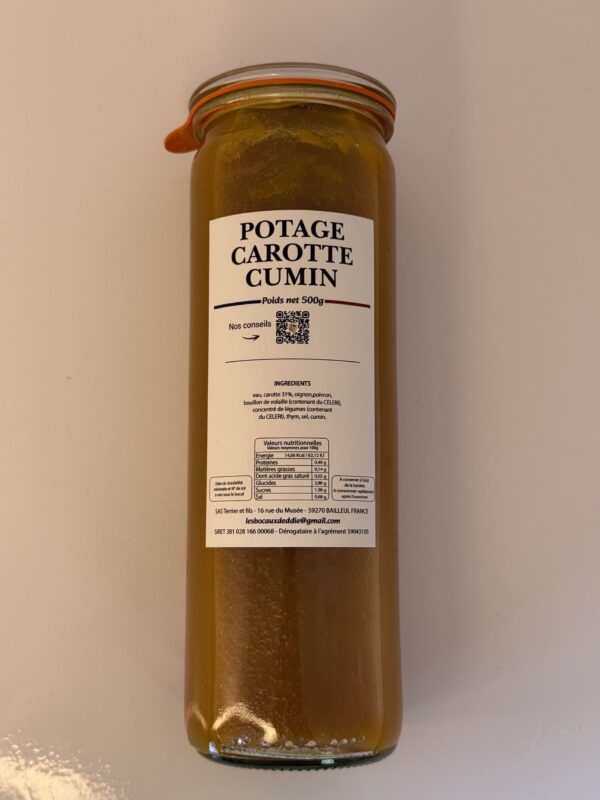 Potage carotte cumin - Goûtu Eddie Terrier 59270 Bailleul