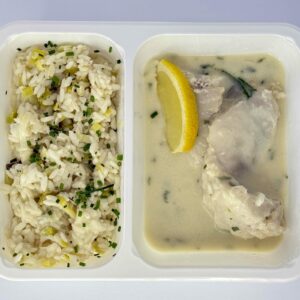 9806 filet de julienne, risotto aux poireaux